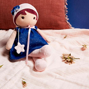 Текстильная музыкальная кукла Kaloo "Aurore", в синем платье, серия "Tendresse de Kaloo", 32 см